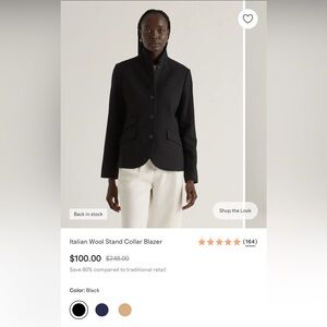 NWT quince italian wool stand collar blazer sz XS black